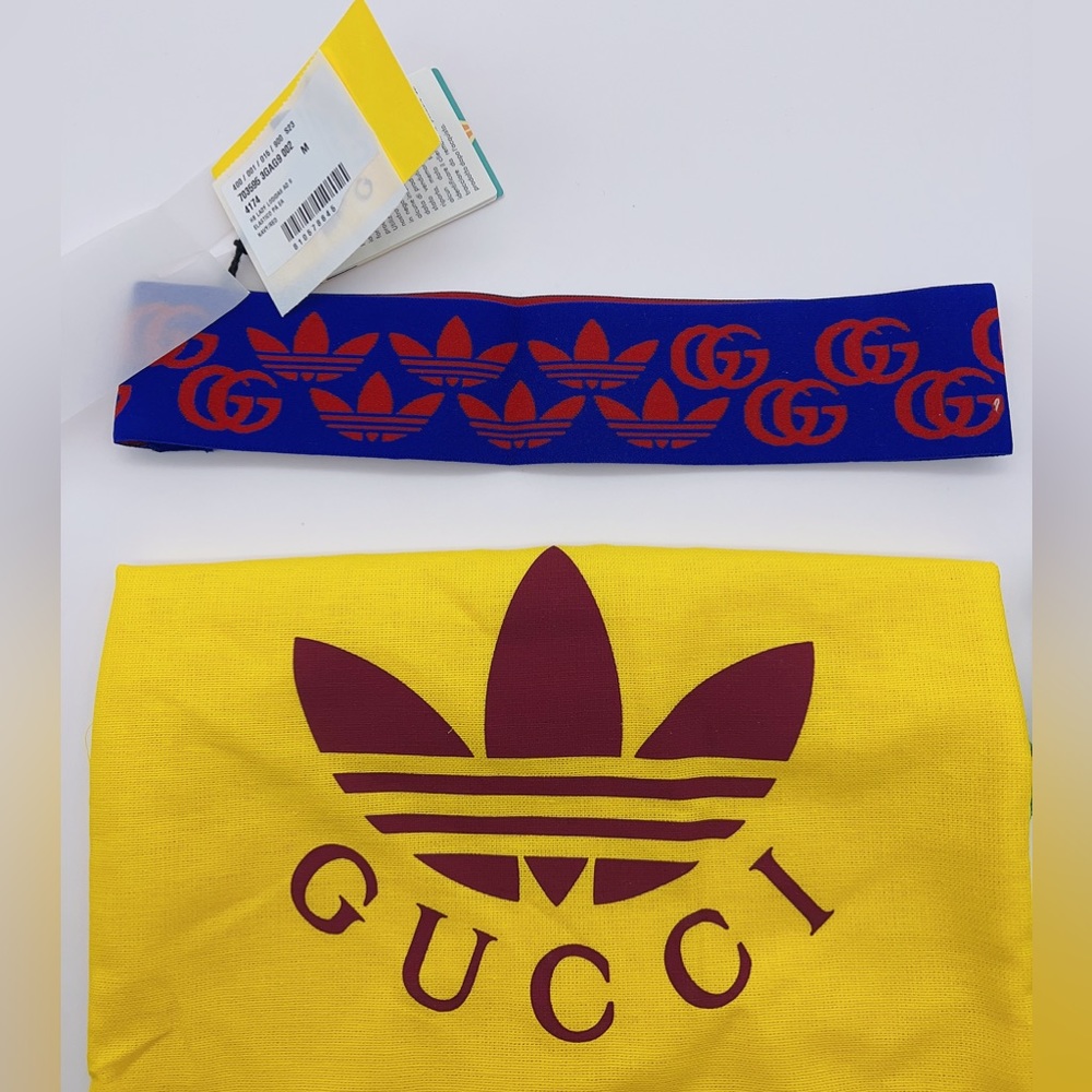 ❌SOLD❌Authentic Adidas X GUCCI GG Trefoil Print Stretch Headband Size M (57cm) - Picture 5 of 8